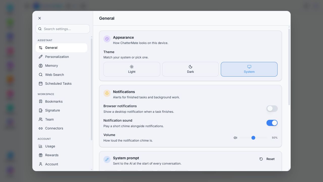 General settings