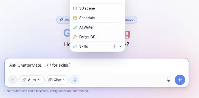 Tools menu beside the chat composer